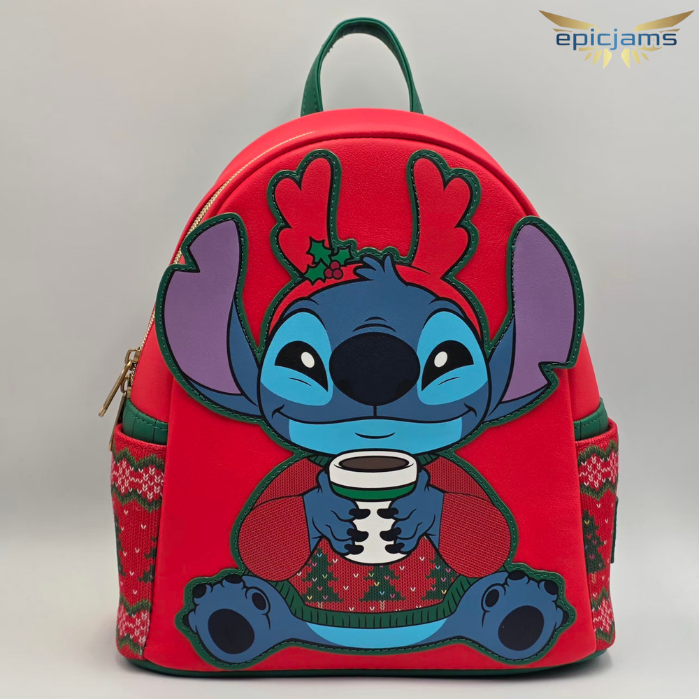 Loungefly Disney Stitch Christmas Holiday Sweater Mini Backpack New
